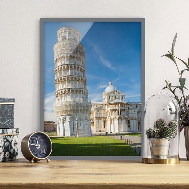 The Leaning Tower of Pisa - Picture Frame Graphic Art Ebern Designs Size: 70cm H x 50cm W x 2cm D, Frame Option: Grey Framed on Productcaster.