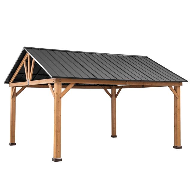 400 cm x 465 cm Pavillon Rebra aus Massivholz Sunjoy on Productcaster.