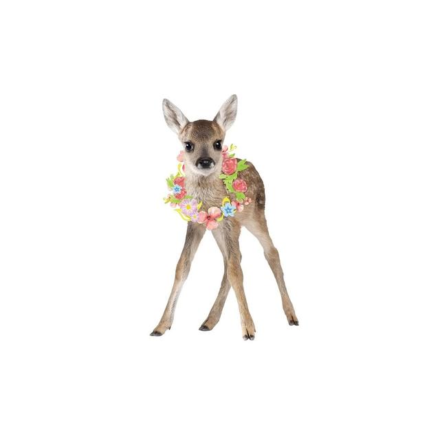 Fawn Deer Photography With Watercolour Flower Wreath by Design Harvest - Wrapped Canvas Painting Alpen Home Size: 30.48cm H x 20.32cm W x 1.905cm D on Productcaster.