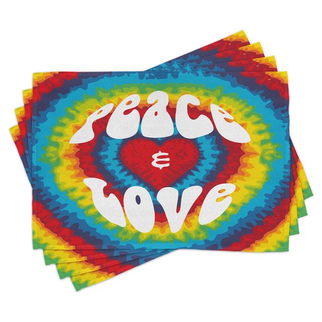 Place Mats Set of 4, Groovy Hippie Rainbow, Multicolor (Set of 4) East Urban Home on Productcaster.