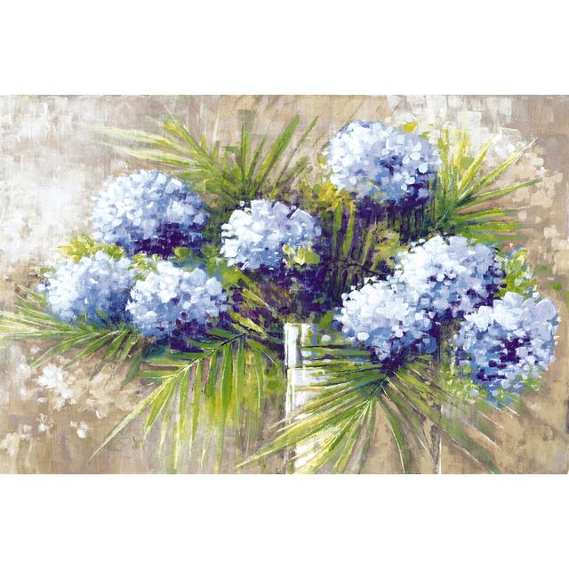 Blue Flowers in a Vase - Wrapped Canvas Art Prints ClassicLiving Size: 81cm H x 122cm W x 3.8cm D on Productcaster.