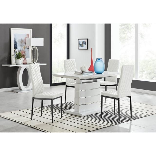 Eubanks Butterfly Leaf Dining Set Canora Grey Colour (Chair): White/Black on Productcaster.