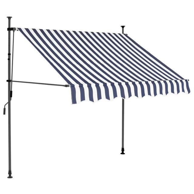 Dakota Fields 1.5cm W x 1.2cm D Fabric Cover Retractable Patio Awning Dakota Fields Colour: Blue/White on Productcaster.