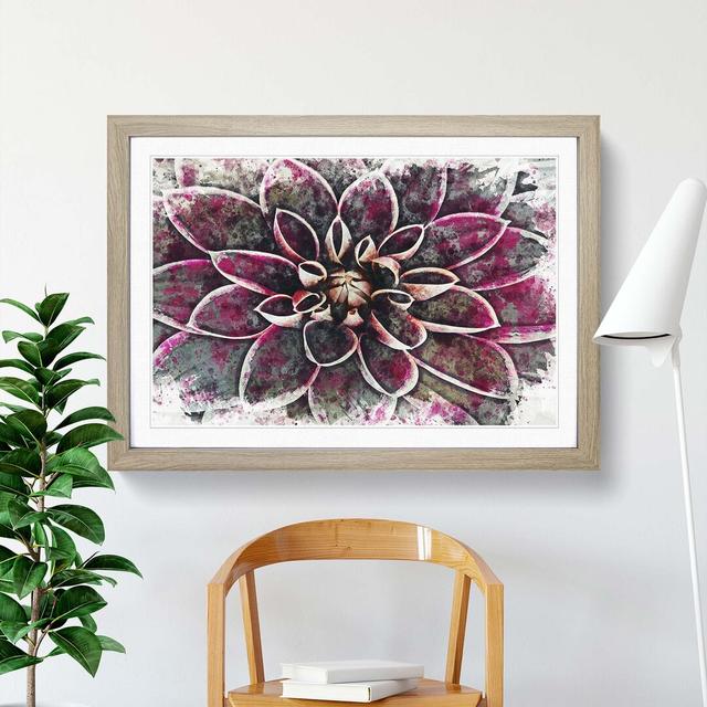 Pink Dahlia Flower in Abstract - Picture Frame Graphic Art Print East Urban Home Frame Option: Oak, Size: 35cm H x 50cm W x 2cm D on Productcaster.