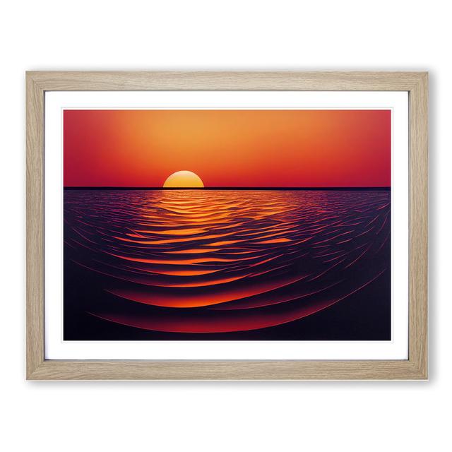 Ethereal Ocean Sunset House of Hampton Frame Colour: Oak, Size: 46cm H x 64cm W x 2cm D on Productcaster.