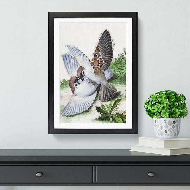 Two Birds by Lang Shining - Picture Frame Painting Print East Urban Home Size: 65cm H x 48cm W x 2cm D, Frame Option: Black Framed on Productcaster.