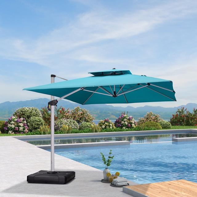 4m x 3m Rectangular Cantilever Parasol Blue Elephant Fabric Colour: Turquoise Blue on Productcaster.