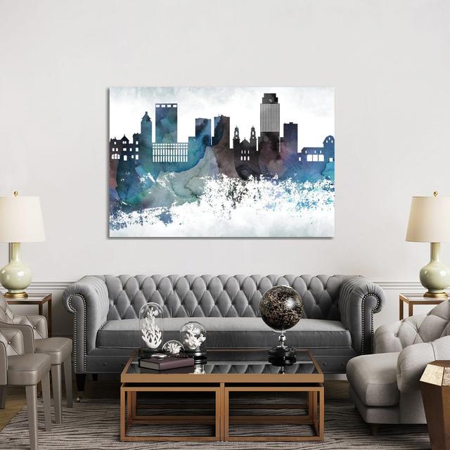 Omaha Bluish Skyline by WallDecorAddict - Wrapped Canvas Print Brayden Studio Size: 101.6cm H x 152.4cm W x 3.81cm D on Productcaster.