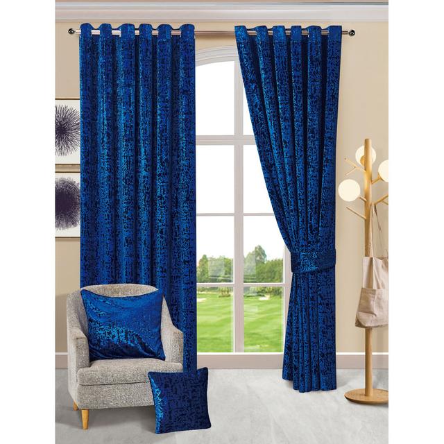 Rilya Velvet Grommet / Eyelet Curtain Pair 17 Stories Curtain Colour: Royal Blue, Panel Size: 90cm Width x 90cm Drop on Productcaster.