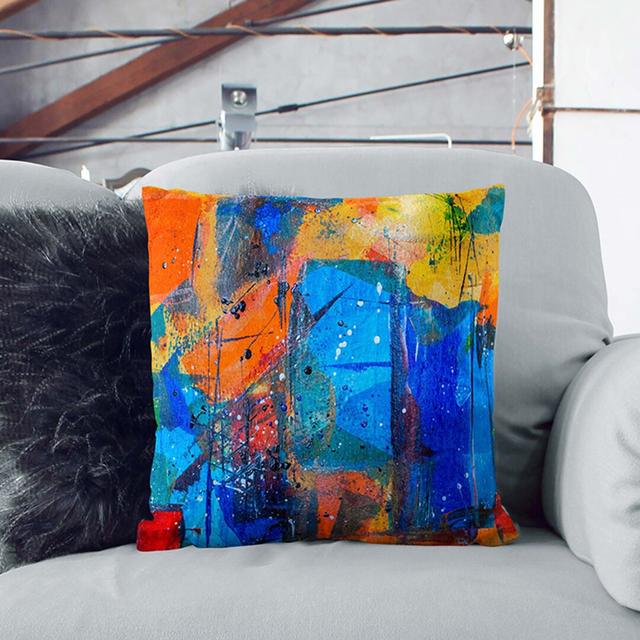 Abstract Art Painting Vol.333 by S.Johnson Cushion with Filling East Urban Home Size: 40 x 40 cm on Productcaster.