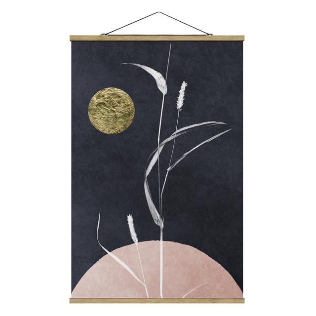 Golden Moon with Reeds - Graphic Art Print Rosalind Wheeler Size: 75cm H x 50cm W x 0.3cm D on Productcaster.