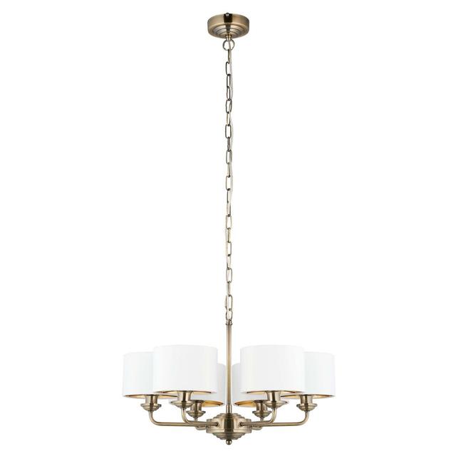 Mountview 6 Light Chandelier Rosdorf Park Fixture Finish: Antique Brass , Shade Colour: Vintage White on Productcaster.