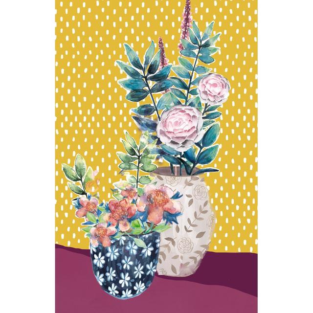 Patterned Flower Pots - Wrapped Canvas Painting Print Rosalind Wheeler Size: 91cm H x 61cm W x 3.8cm D on Productcaster.