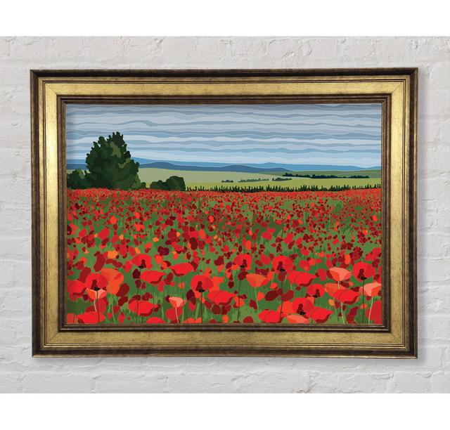 Red Poppy Field Flowers - Single Picture Frame Art Prints Bright Star Size: 84.1cm H x 118.9cm W on Productcaster.