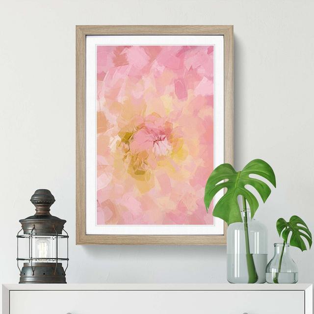 Pink Dahlia Flower Abstract Art - Picture Frame Graphic Art Print East Urban Home Size: 60cm H x 40cm W x 2cm D, Frame Option: Oak on Productcaster.