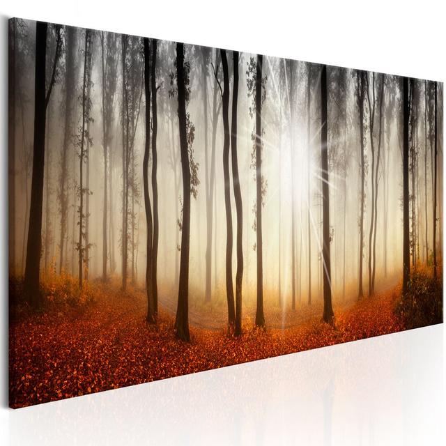 Autumnal Fog - Wrapped Canvas Panoramic Print East Urban Home Size: 150 cm x 50 cm on Productcaster.