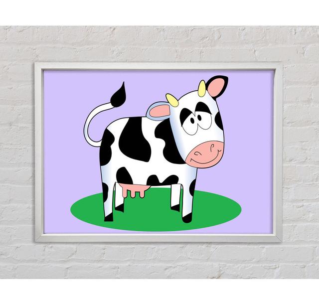 Happy Cow Baby - Einzelner Bilderrahmen Kunstdrucke auf Leinwand Bright Star Größe: 100 cm H x 141,4 cm B x 3,3 cm T, Farbe: Fliederfarben on Productcaster.