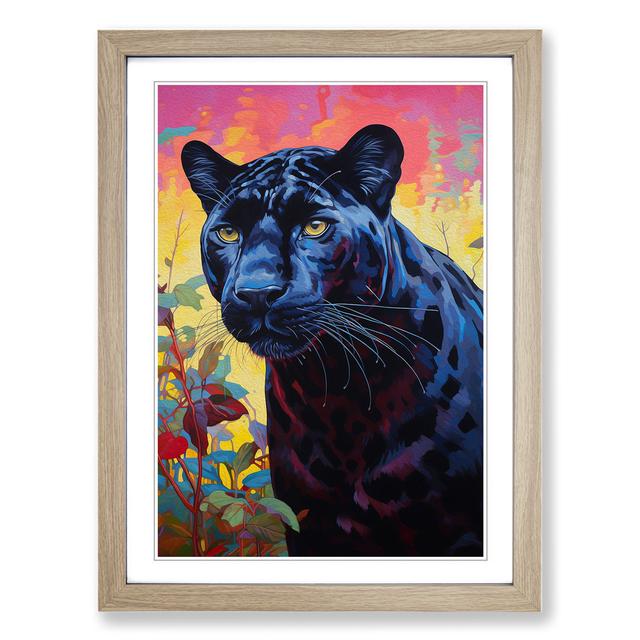 Panther Colour Field No.2 - Print World Menagerie Format: Oak Framed, Size: 34cm H x 25cm W x 2" D on Productcaster.