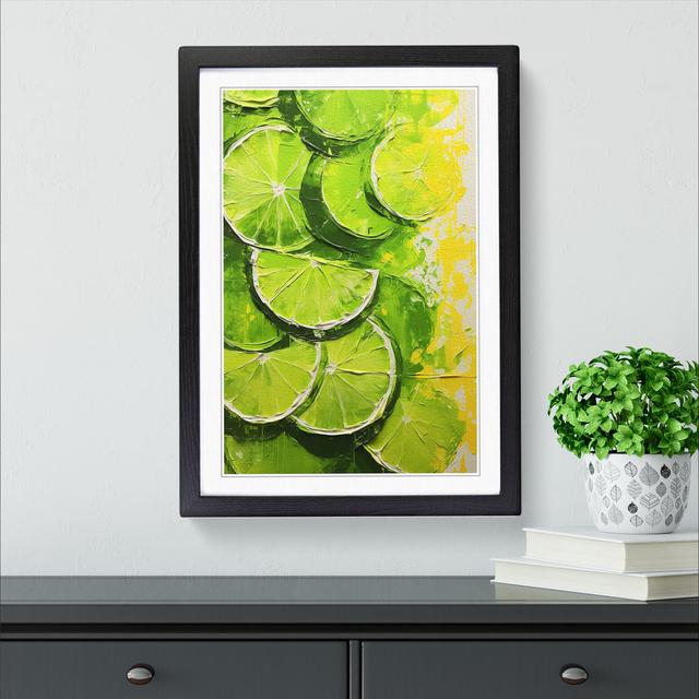 Sliced Lime Gestural - Single Picture Frame Print on Wood Marlow Home Co. Frame Colour: Black, Size: 46cm H x 34cm W x 2cm D on Productcaster.