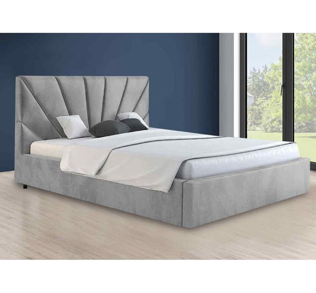 Hamini Bed Double Plush Velvet Black Envisage Trade Size: Double (4'6), Colour: Silver on Productcaster.