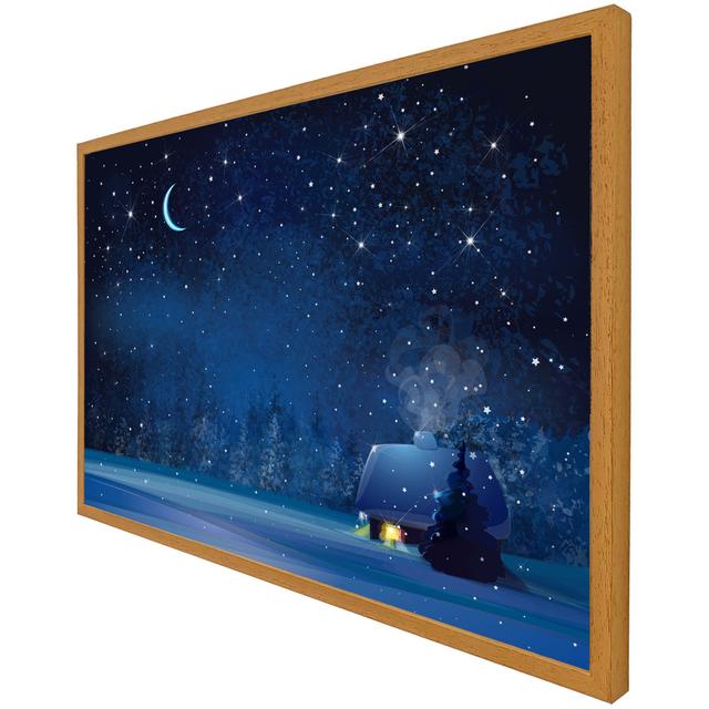 Gouglersville Night Winter Landscape - Single Picture Frame Art Prints Alpen Home Size: 51cm H x 76cm W x 4cm D, Frame Colour: Oak on Productcaster.