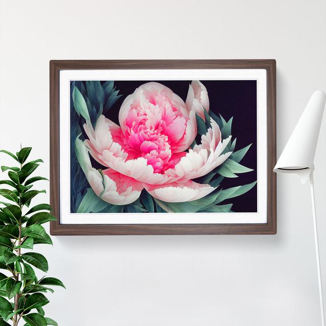 Enlightened Peony Flower - Picture Frame Graphic Art Rosdorf Park Size: 34cm H x 46cm W x 2cm D, Frame Colour: Walnut Framed on Productcaster.