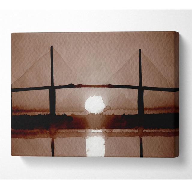 Distant Bridge Sundown Chocolate - Wrapped Canvas Art Prints Borough Wharf Size: 35.6cm H x 50.8cm W x 10cm D on Productcaster.