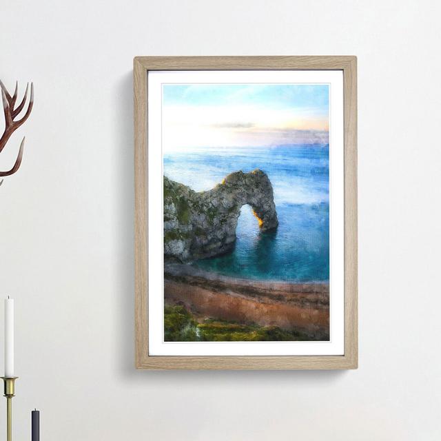 Durdle Door Cliffs Dorset - Picture Frame Painting Print on MDF East Urban Home Size: 45cm H x 33cm W x 2cm D, Frame Option: Oak Framed on Productcaster.