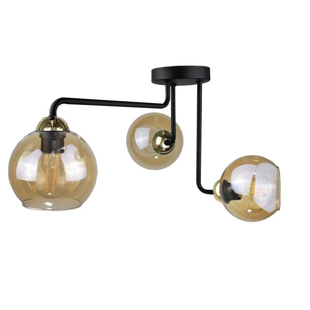 Glass Semi Flush Mount Keter Lighting Fixture Finish: Black/Gold on Productcaster.