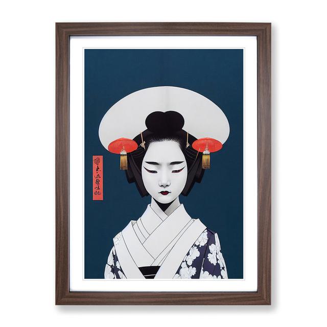 Brilliant Geisha - Picture Frame Graphic Art Latitude Vive Size: 64cm H x 46cm W x 2cm D, Frame Colour: Walnut on Productcaster.