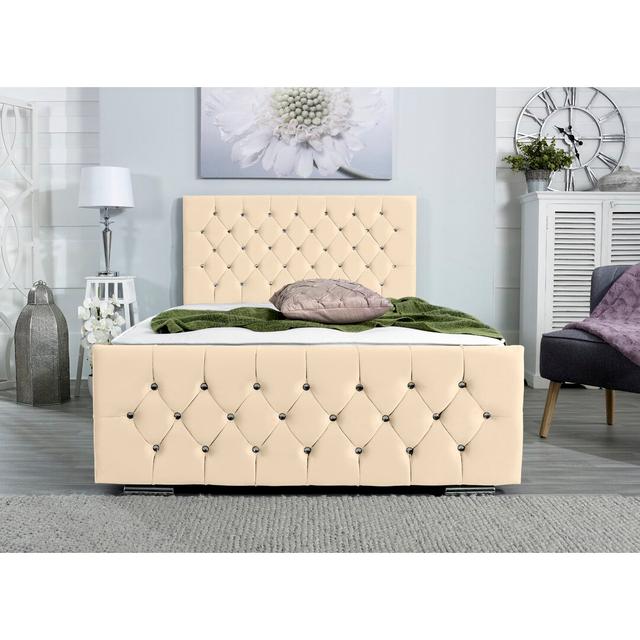 Chesser Upholstered Bed Frame Wayfair Sleep Colour: Cream, Size: Small Double (4') on Productcaster.