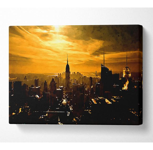 Empire State Building New York City Goldener Sonnenuntergang - Leinwanddrucke auf Leinwand ClassicLiving Größe: 81 cm H x 121,9 cm B x 10 cm T on Productcaster.