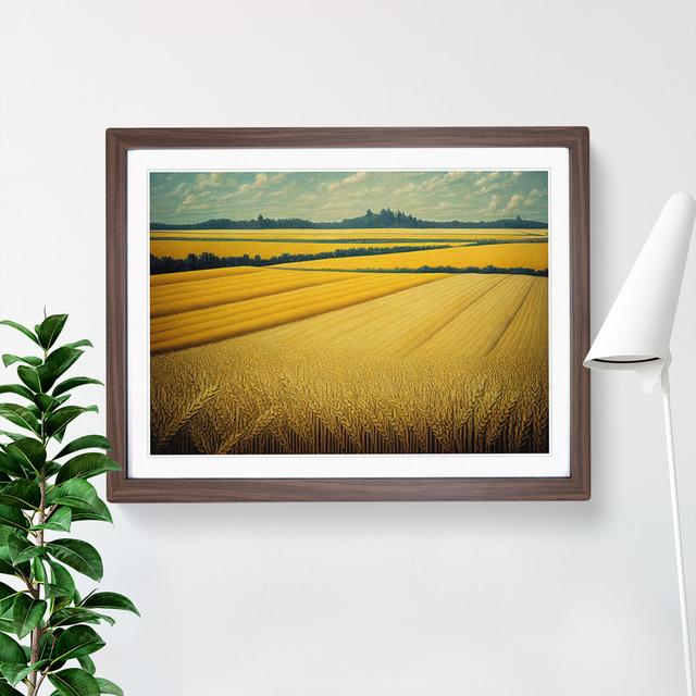 Magnetic Wheat Field - Single Picture Frame Painting ClassicLiving Size: 34cm H x 46cm W x 2cm D, Frame Colour: Walnut on Productcaster.