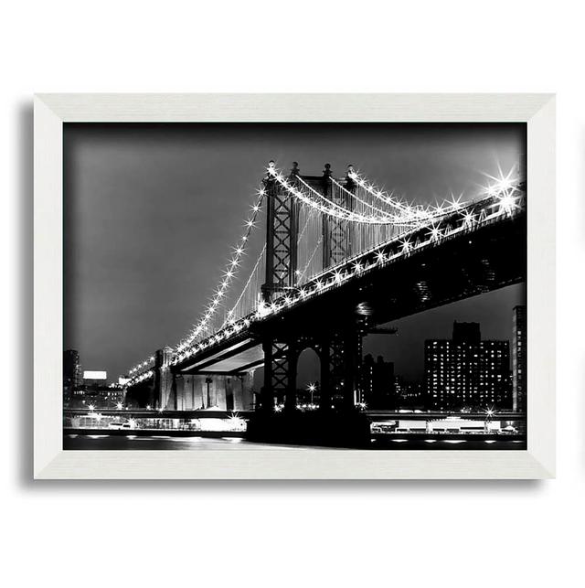 Brooklyn Bridge Lights B N W - Single Picture Frame Art Prints Latitude Run Size: 29.7cm H x 42cm W on Productcaster.