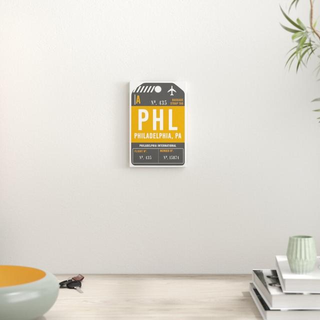 Philadelphia Luggage Tag - Typography Print East Urban Home Format: Wrapped Canvas, Size: 152.4cm H x 101.6cm W x 5.08cm D on Productcaster.