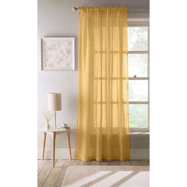 Cartell Slot Top Semi Sheer Curtain 17 Stories Colour: Ochre, Panel Size: 140 W x 229 D cm on Productcaster.