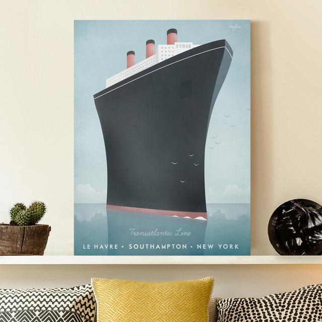 Cruise Ship by Henry Rivers - Wrapped Canvas Advertisement Happy Larry Size: 100cm H x 75cm W on Productcaster.