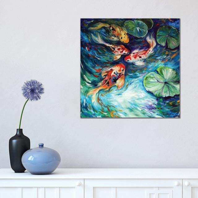 Dancing Colors Koi by Marcia Baldwin - Painting on Canvas Ebern Designs Frame Option: No Frame, Size: 45.72cm H x 45.72cm W x 3.81cm D on Productcaster.