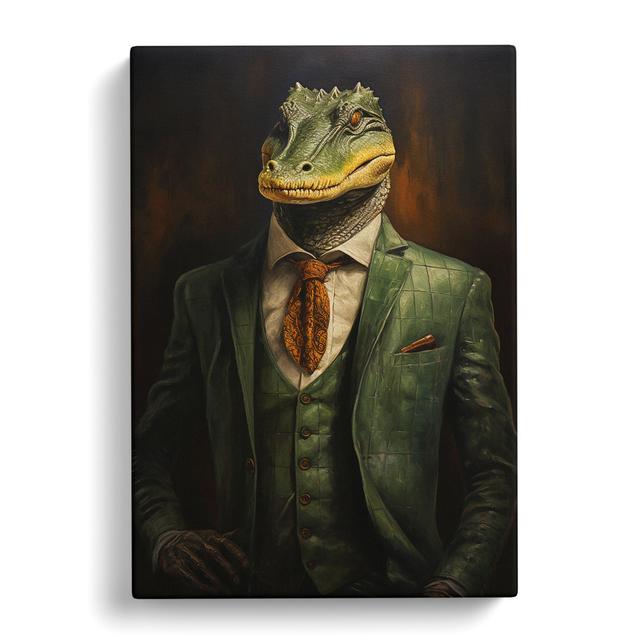 Alligator in a Suit Painting No.3 Happy Larry Size: 50cm H x 35cm W x 3cm D on Productcaster.