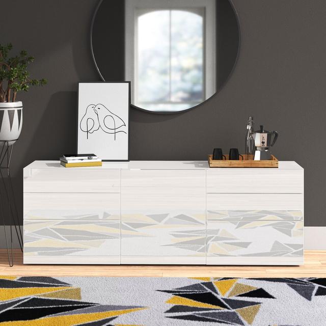 Sideboard Cadiz Zipcode Design Farbe: Weiß glänzend on Productcaster.