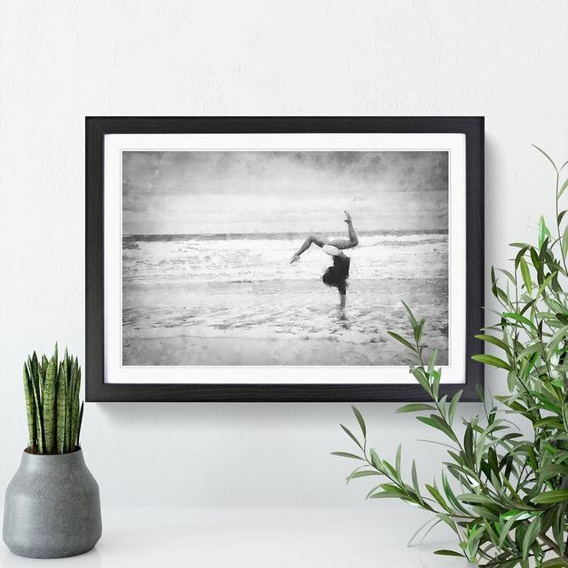 Beach Gymnastics - Picture Frame Painting East Urban Home Frame Option: Black Framed, Size: 27cm H x 36cm W x 2cm D on Productcaster.