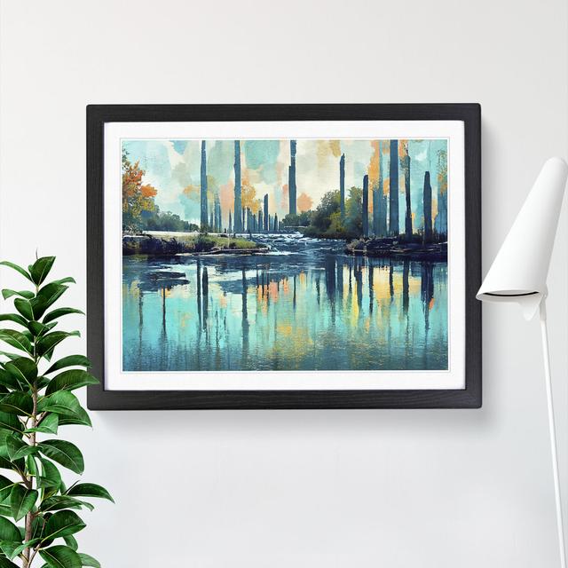 Abstract River Art Vol.2 - Picture Frame Graphic Art Marlow Home Co. Size: 46cm H x 64cm W x 2cm D, Frame Colour: Black on Productcaster.