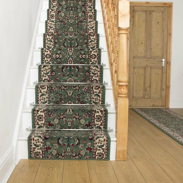 Stair Runner Agostini Oriental Machine Woven Green Area Rug Astoria Grand Rug Size: Runner 720cm x 80cm on Productcaster.