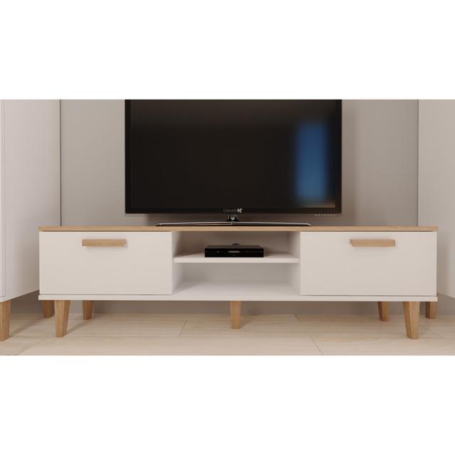 Amirah TV Stand for TVs up to 70" Norden Home Colour: White/Hickory on Productcaster.