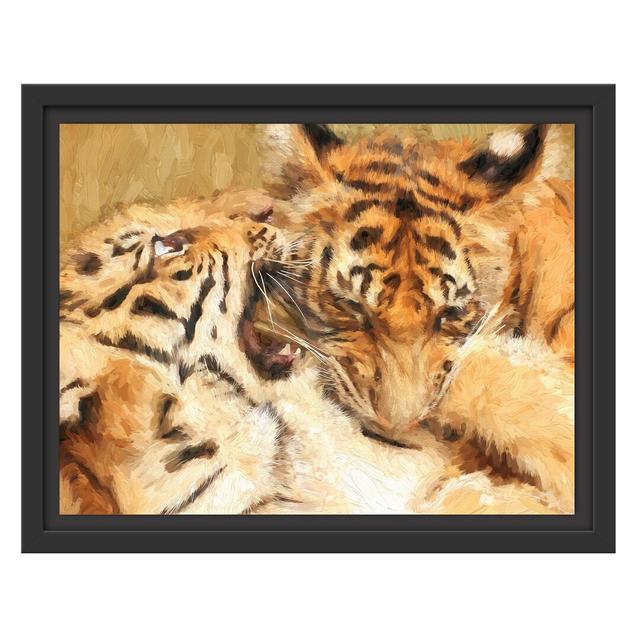 Gerahmtes Wandbild Tiger beim Kämpfen East Urban Home Größe: 30 cm H x 38 cm B on Productcaster.