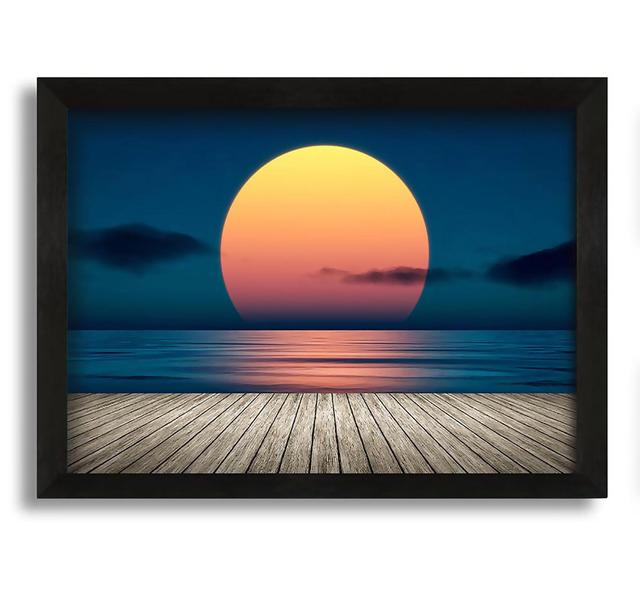 Boardwalk Sun Framed Print House of Hampton Size: 21cm H x 30cm W x 10cm D, Format: Black Framed Canvas on Productcaster.