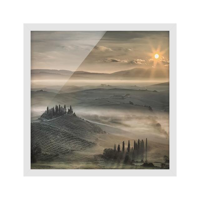 Tuscany Morning - Picture Frame Photograph Ebern Designs Size: 70cm H x 70cm W x 2cm D, Frame Option: White Framed on Productcaster.