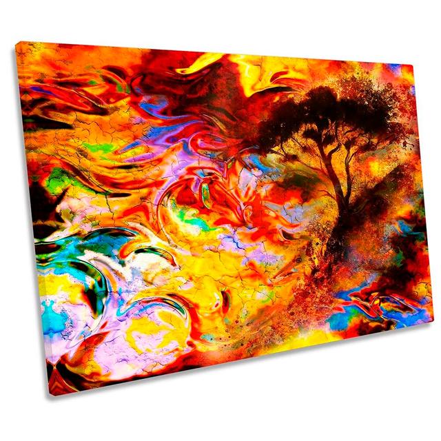 Abstract Funky Tree Framed CANVAS PRINT Wall Art Ivy Bronx Size: 61cm H x 91.4cm W x 4cm D on Productcaster.