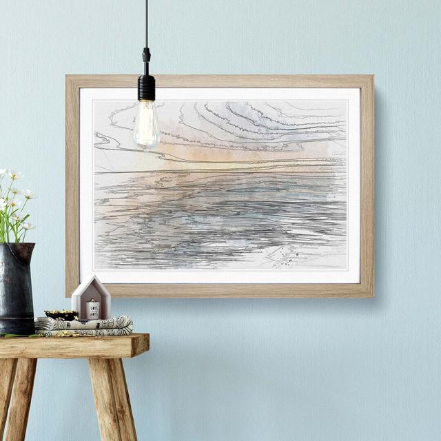 Tranquil Lake Michigan in Abstract - Picture Frame Graphic Art Print East Urban Home Size: 35cm H x 50cm W x 2cm D, Frame Option: Oak on Productcaster.