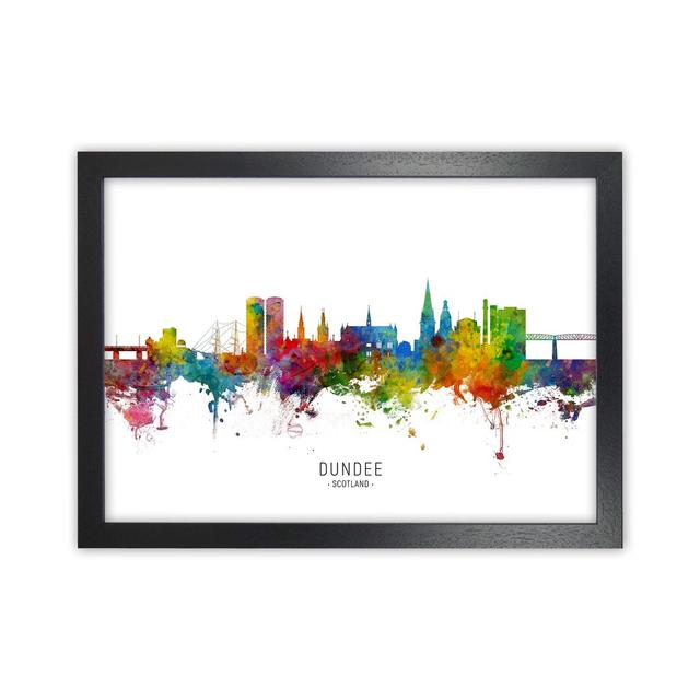 Dundee Scotland Skyline by Michael Tompsett - Graphic Art Print on Paper Ebern Designs Size: 25cm H x 34cm W x 3cm D, Format: Black Framed on Productcaster.